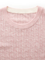 Round Neck Women Cable Knit T-Shirt GOELIA