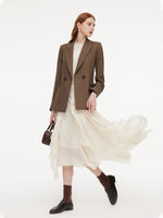 100% Worsted Merino Wool Women Blazer GOELIA