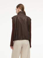 100% Cotton Stand Collar Women Zip-Up Vest GOELIA