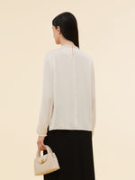 22MM Mulberry Silk Women Round Neck Blouse GOELIA