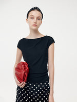 Acetate Knit Top And 16 MM Mulberry Slik Polka Dots Skirt Two-Piece Set GOELIA