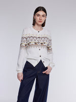[Preview] Wool Blend Sheep Fair Isle Women Cardigan GOELIA
