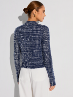 Wool Cotton Blend Frayed Trim Women Cardigan GOELIA