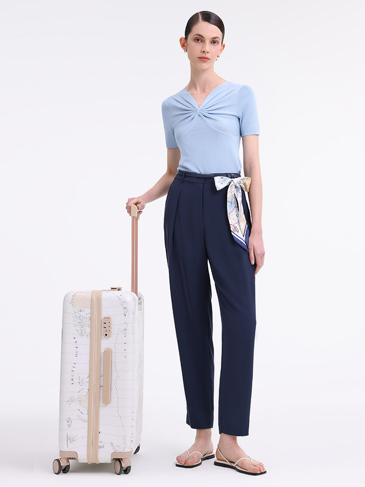Triacetate Tapered Pants With Belt And Silk Scarf GOELIA