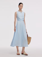 100% Linen Cross Back Women Maxi Dress GOELIA