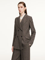 Brown Plaid Gather-Waisted Women Blazer GOELIA