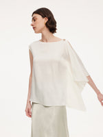 22MM Mulberry Silk Women Asymmetric Draped Blouse GOELIA