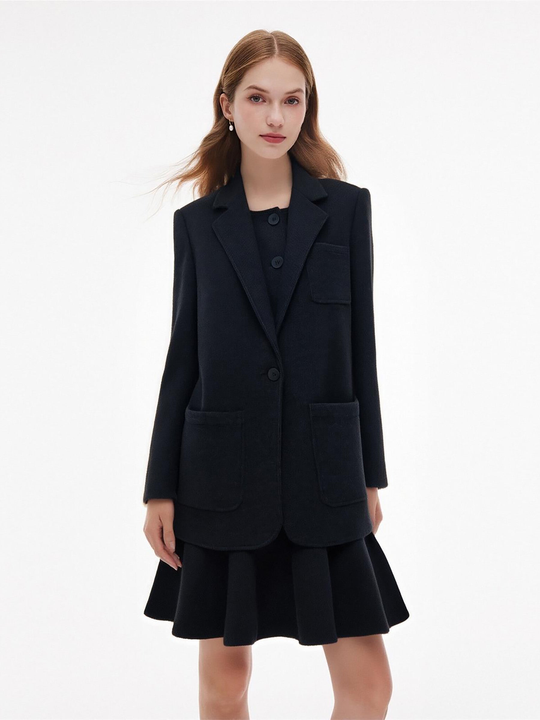 [Preview] Knit Blazer And Dress Two-Piece Set GOELIA