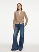 100% Wool Color Block Women Mock Layered Knit Top GOELIA