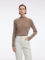 100% Cashmere Seamless Mock Neck Women Sweater GOELIA