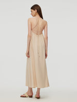 100% Acetate Women Slip Backless Maxi Dress GOELIA