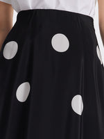 16 Momme Mulberry Silk Polka Dots Printed A-Line Women Half Skirt GOELIA
