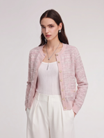Textured Round Neck Women Stretchy Cardigan GOELIA