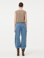 Linen Sequin-Embellished Women Open-Knit Tank Top GOELIA