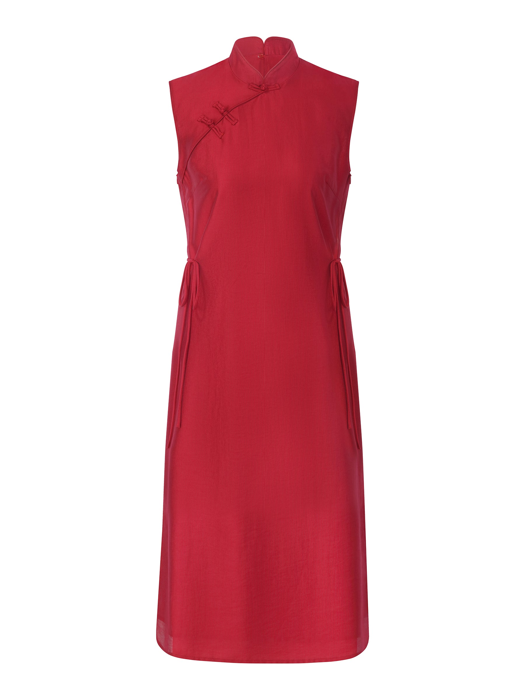 Tencel Blend Sleeveless Women Qipao Midi Dress GOELIA