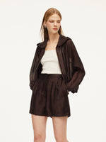 Tencel Linen Blend Women Sheer Hooded Jacket GOELIA