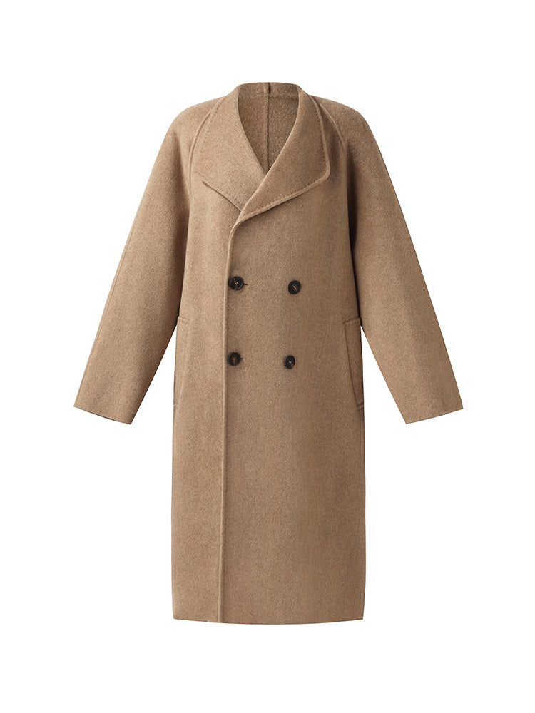 100% Cashmere Lapel Unisex Overcoat GOELIA