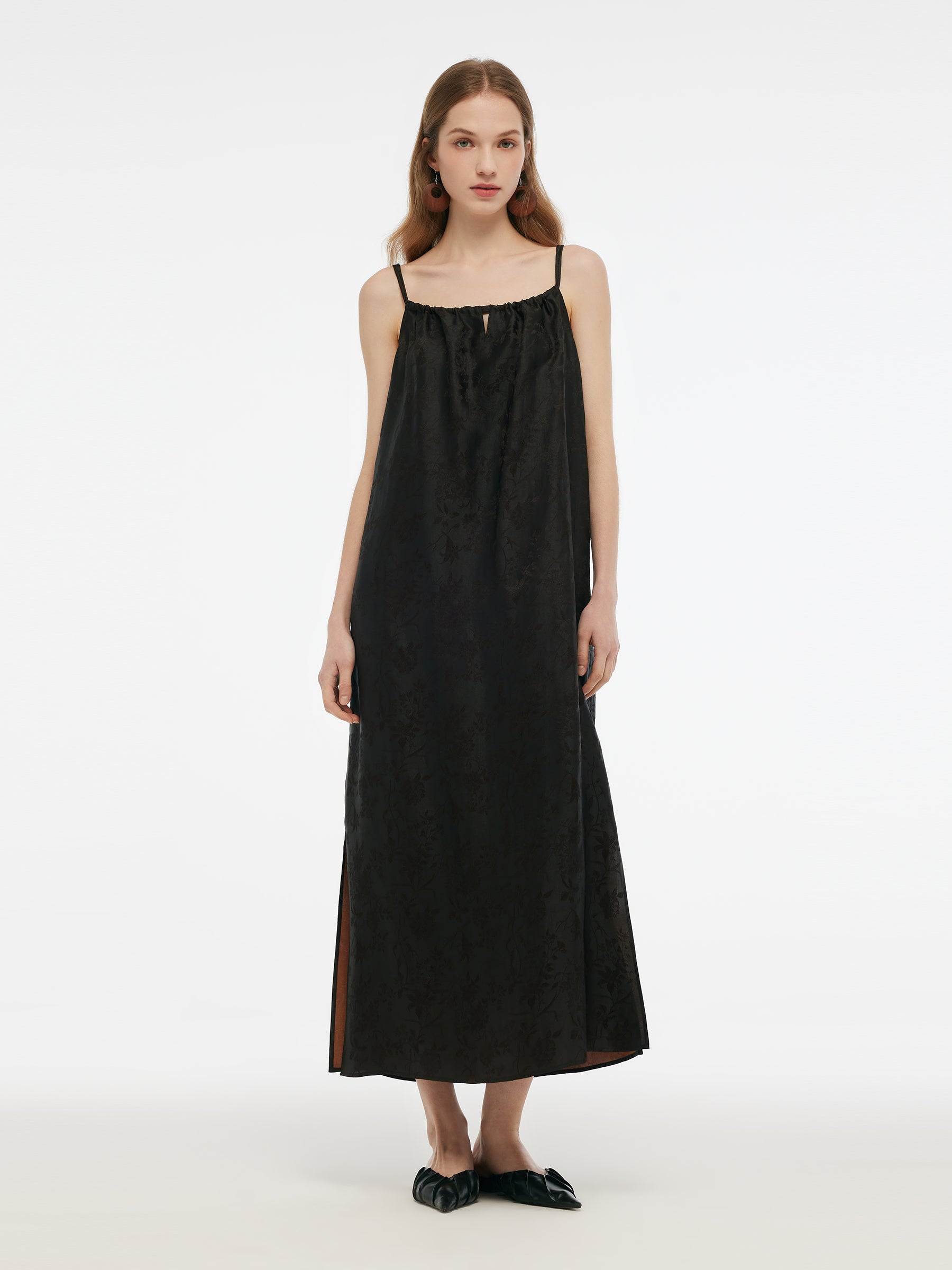 25MM Xiang Yun Silk Jacquard Adjustable Straps Women Maxi Dress GOELIA