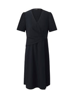 V-Neck Patchwork Pleated Women Mini Dress GOELIA