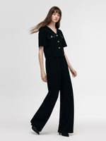 V-Neck Top And Straight Pants Two-Piece Set GOELIA