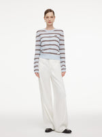 Navy Combo Stripe Women Cardigan GOELIA