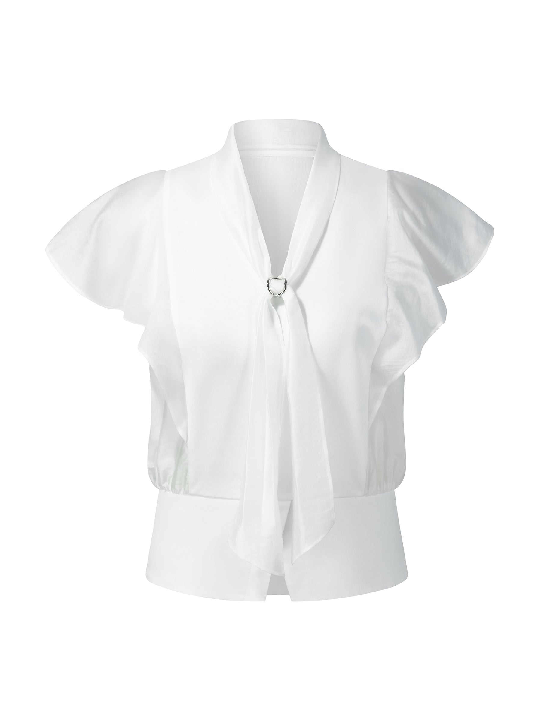 [Preview] 100% Cotton Ruffle Sleeve Women Blouse With Detachable Buckle GOELIA