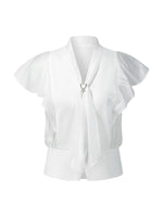 [Preview] 100% Cotton Ruffle Sleeve Women Blouse With Detachable Buckle GOELIA