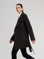 Cashmere Wool Blend Convertible Collar Women Wrap Coat GOELIA