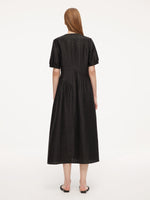 18MM Gambiered Canton Gauze Women Asymmetrical Gathered Maxi Dress GOELIA