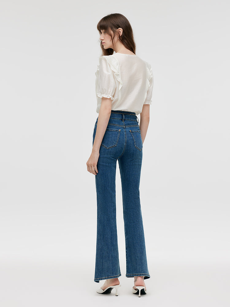 Lyocell V-Neck Ruffle Puff Sleeves Women Blouse – GOELIA