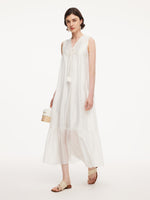 Tencel Blend Embroidered Women Sleeveless Maxi Dress GOELIA