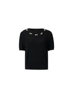 Lyocell Blend Beaded Bowknot Women Knit Top GOELIA