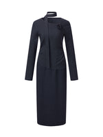 Asymmetrical Hem Knit Scarf Top And A-Line Skirt Two-Piece Set With Detachable Flower GOELIA
