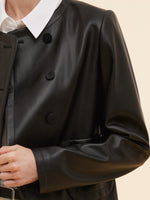 PU Leather H-Line Women Crop Jacket GOELIA