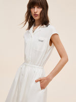 Cap Sleeve Women Gathered Waist Maxi Dress GOELIA