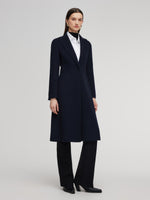 100% Wool Double-Faced Gathered Waist Women Overcoat GOELIA
