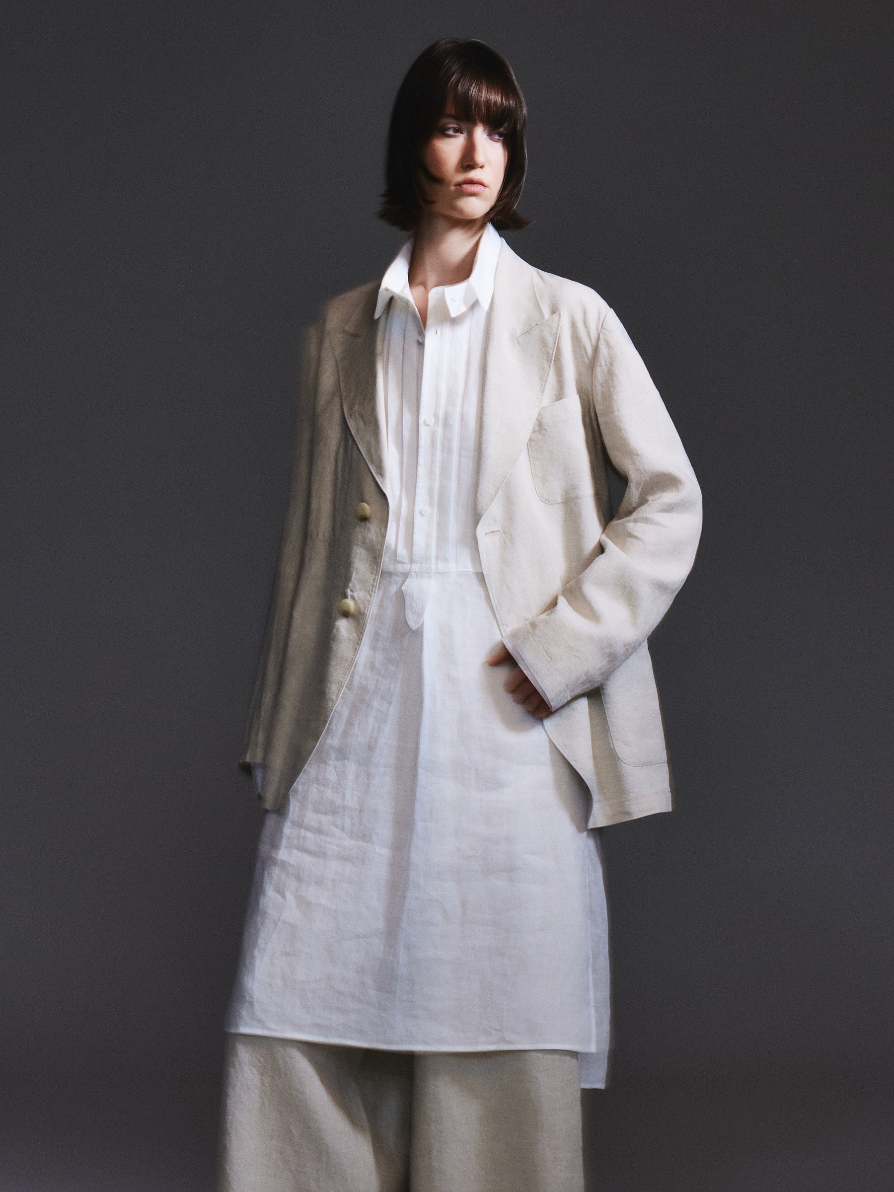 100% Linen Loose Fit X-Line Unisex Blazer GOELIA