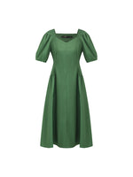 Square Neck Puff Sleeves Women Midi Dress GOELIA