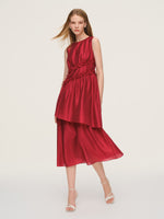 Tencel Blend Ruffle Women Sleeveless Tiered Maxi Dress GOELIA