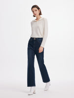 [Preview] Denim Fleece-Lined High-Waist Women Tapered Ankle Jeans GOELIA