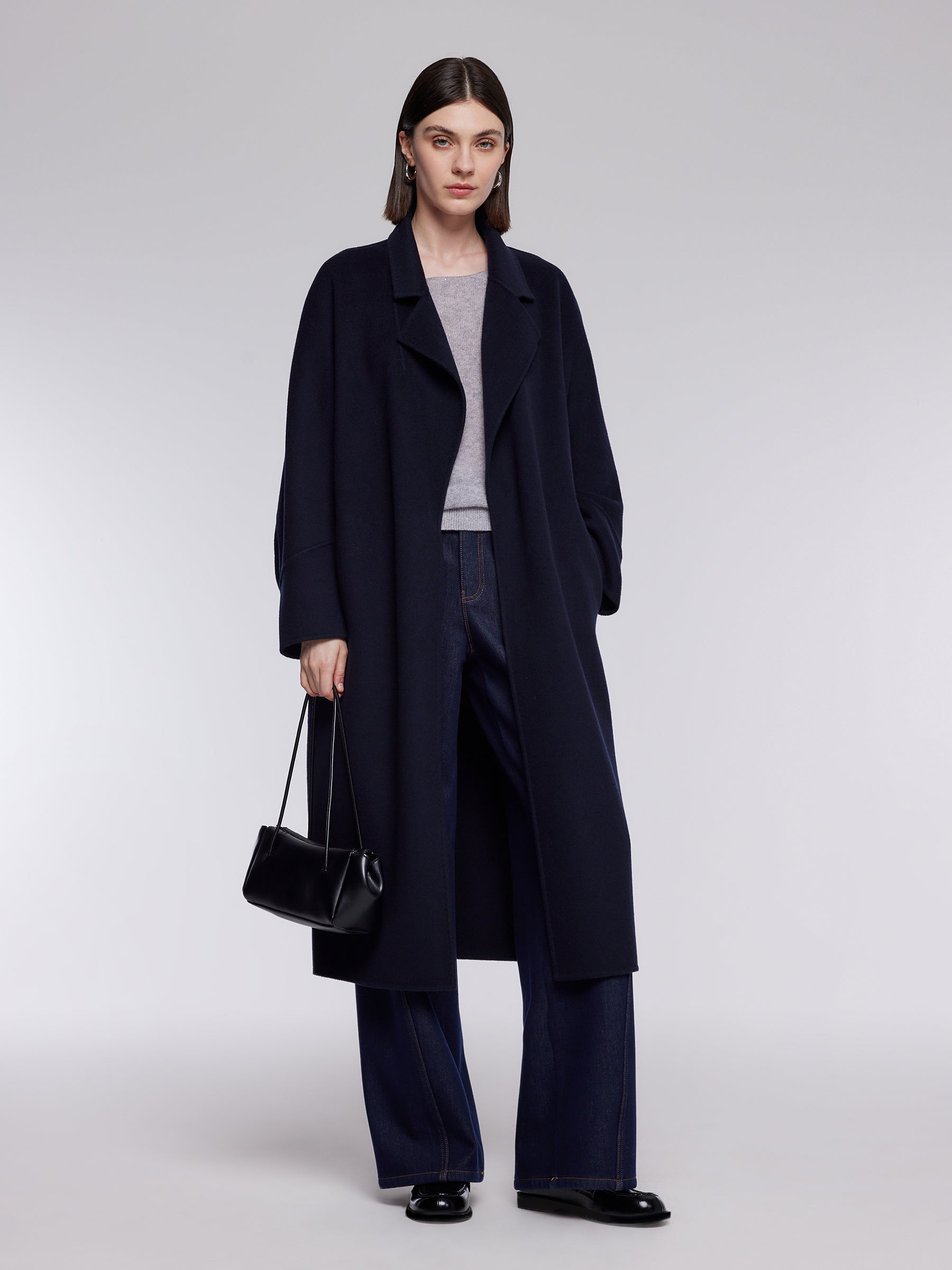 100% Merino Wool Double-Faced Women Wrap Overcoat GOELIA