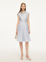 Tencel Acetate Linen Blend Cap Sleeve Women Midi Shirt Dress GOELIA