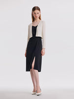 Cardigan And Slip Midi Work Dress Two-Piece Set GOELIA