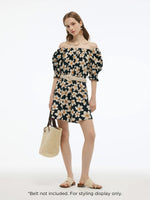 Cotton Floral Print Convertible Neckline Women Tunic Top GOELIA