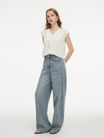22MM Mulberry Silk Asymmetrical Ruffle Women Blouse GOELIA