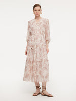 10MM Mulberry Silk Paisley Print Women Maxi Dress With Two Self-Tie Belts GOELIA