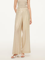 Tencel Acetate Linen Blend Women Straight Leg Pants GOELIA