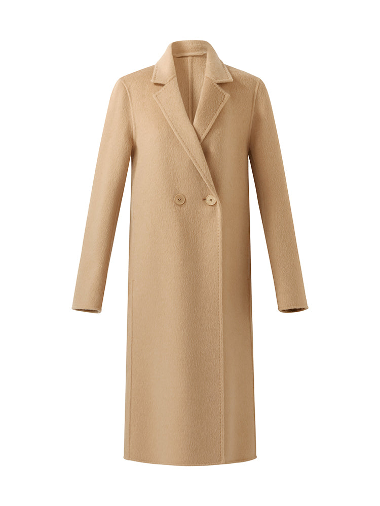 Classic Alpaca Wool Long Coat – Double-Faced Oversized Design