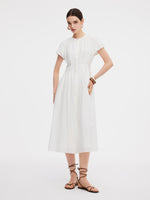 Acetate Blend Gathered Waist Women Maxi Dress GOELIA