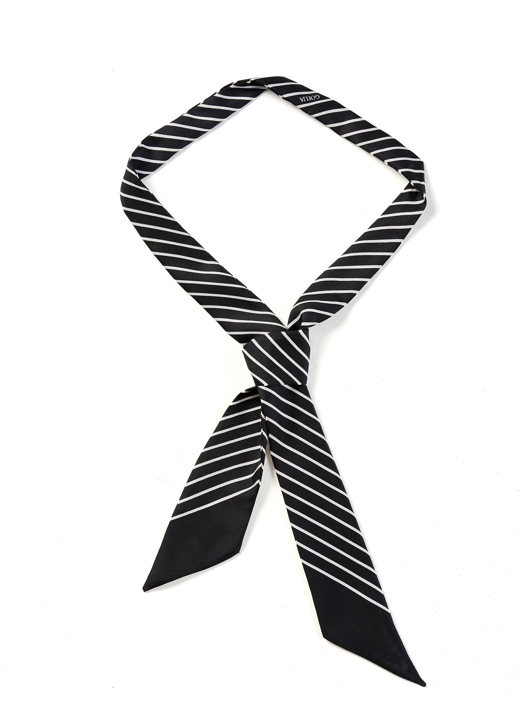 14MM Mulberry Silk Black And White Stripe Women Scarf GOELIA